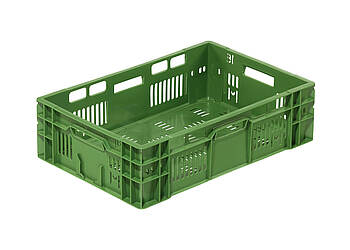 Műanyag dobozok gyümölcsök és zöldségek számára 600 x 400 x 170 mm - 32 literes, perforált műanyag tartály gyümölcsök és zöldségek szállításához