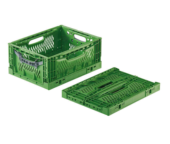 Clever-Fresh-Box előre hajtogatható doboz 400 x 300 x 180 mm - Műanyag összecsukható konténer a friss élelmiszerek logisztikájához - Clever Fresh Box advance