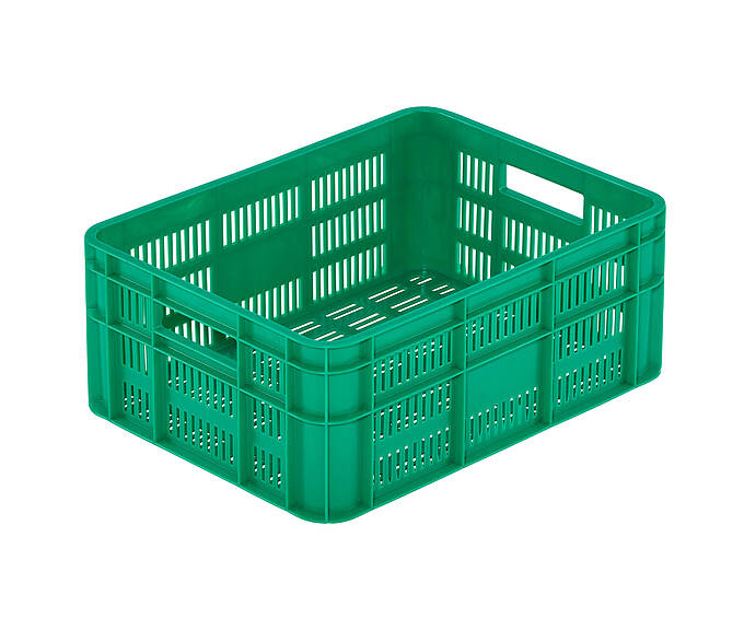 Kis műanyag dobozok gyümölcsök és zöldségek számára 400 x 300 x 160 mm - Kisméretű, perforált műanyag tartály gyümölcsök és zöldségek számára - A/A-160 modell