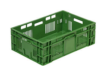 Műanyag dobozok gyümölcsök és zöldségek számára 600 x 400 x 200 mm - Perforált műanyag tartály - ideális gyümölcsök és zöldségek szállításához és az üzletek polcainak felszereléséhez.
