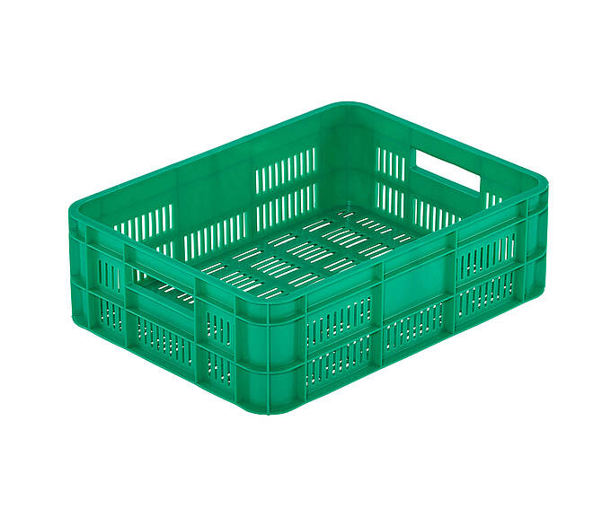 Kis műanyag dobozok gyümölcsök és zöldségek számára 400 x 300 x 125 mm - Kisméretű, perforált műanyag tartály gyümölcsök és zöldségek számára - A/A-125 modell