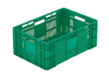 Műanyag dobozok gyümölcsök és zöldségek számára 600 x 400 x 240 mm - Norma Euro perforált tartályok - ideális megoldás friss gyümölcsök és zöldségek tárolására - G-240 modell