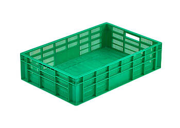 Műanyag dobozok gyümölcsök és zöldségek számára 600 x 400 x 150 mm - Műanyag tartály törékeny gyümölcsök és zöldségek szállítására - N-150-es modell