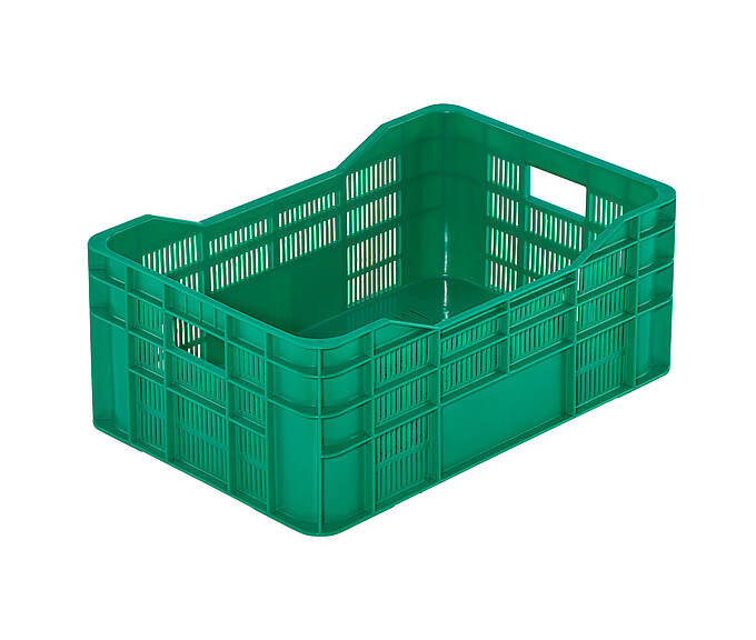 Műanyag dobozok gyümölcsök és zöldségek számára 600 x 400 x 240 mm - Perforált műanyag tartály gyümölcsök és zöldségek számára - N-240-es modell