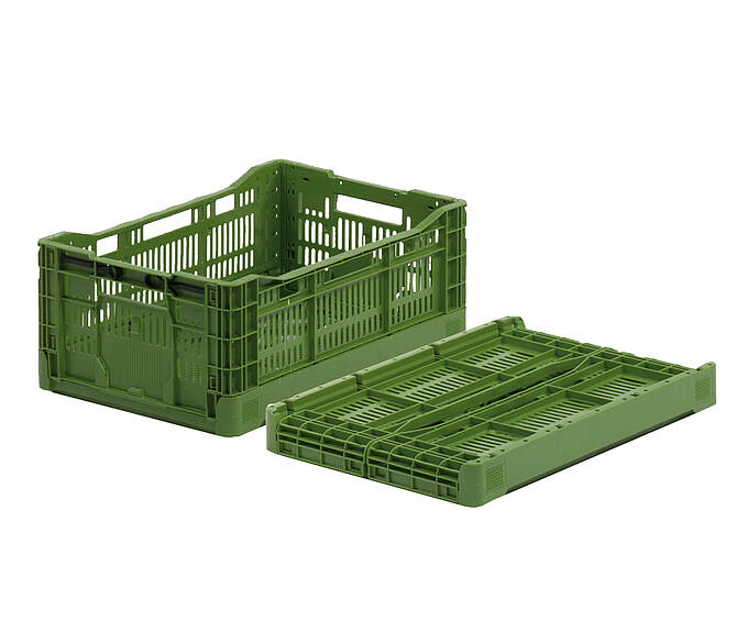 Clever-Box összecsukható doboz 600 x 400 x 240 mm - Összecsukható műanyag tartály friss élelmiszerek logisztikájához